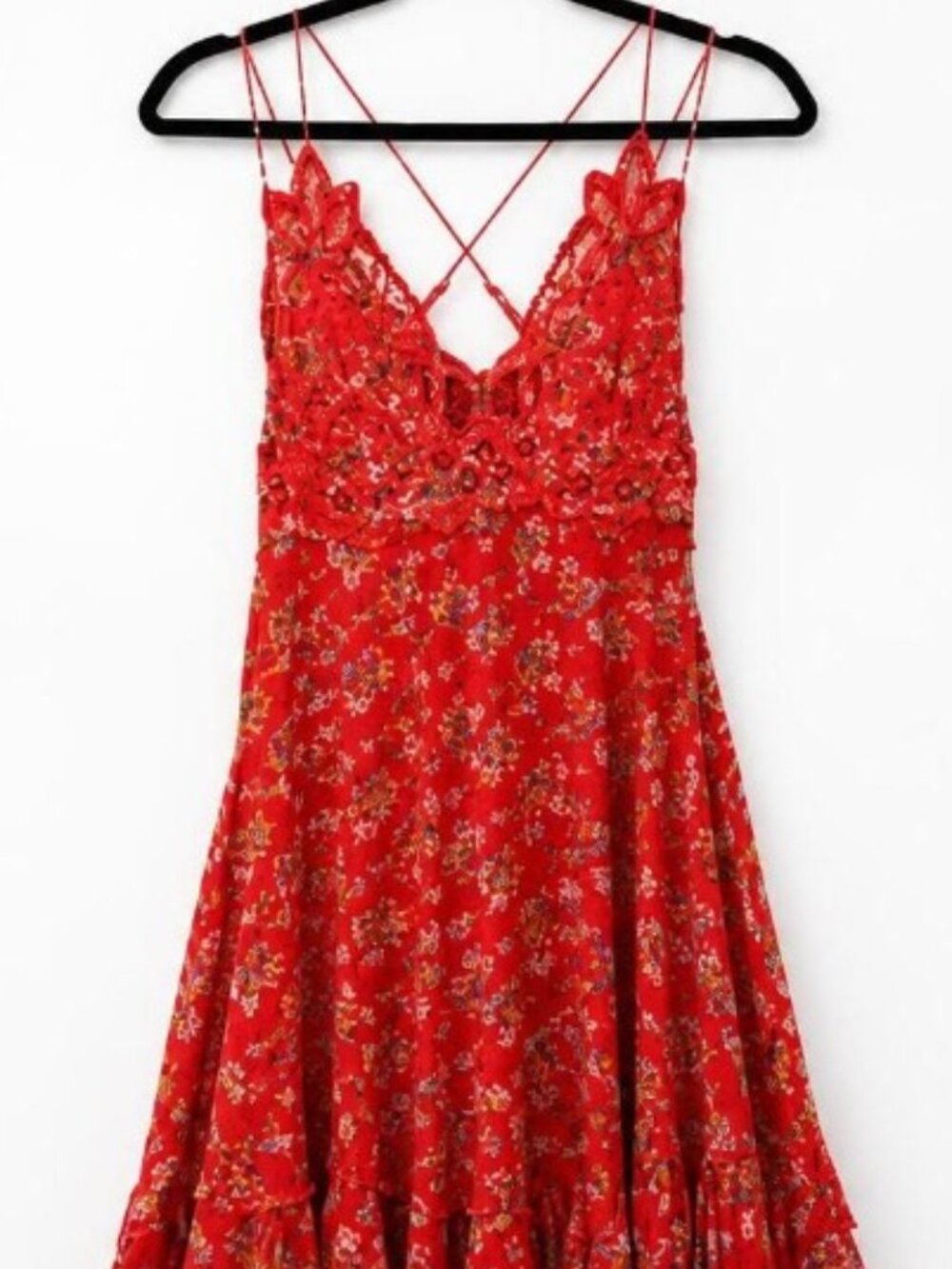 Free People Adella Floral Print Lace Mini Dress - Women's X-Small